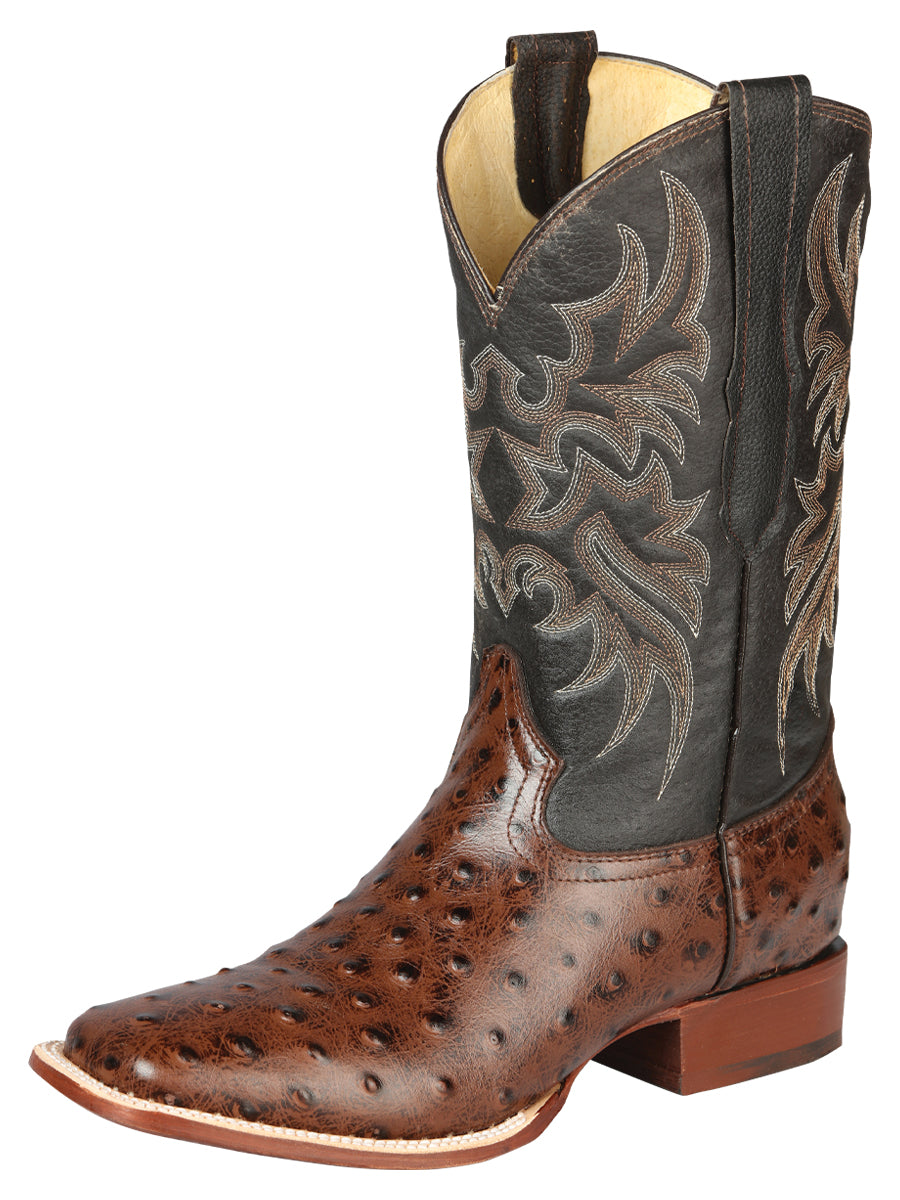 Bota Vaquera Rodeo El Señor de los Cielos Imitación Avestruz para Hombre - Modelo 44934