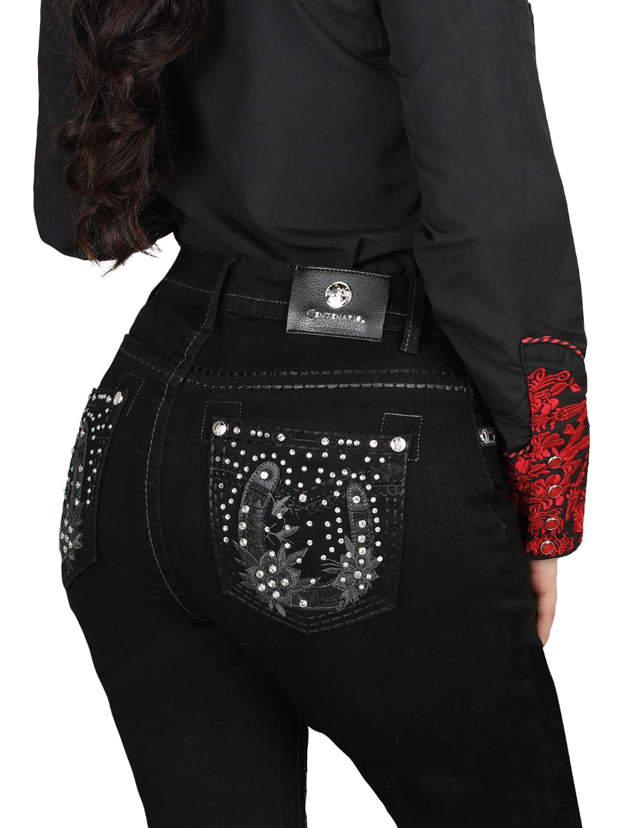 Pantalón de Mezclilla de Mujer Centenario Bootcut en Mezclilla Color Negro 45026