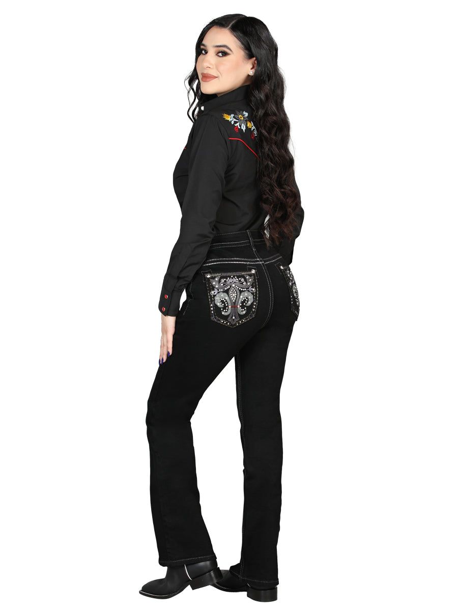 Pantalón de Mezclilla de Mujer Centenario Bootcut en Mezclilla Color Negro 45030