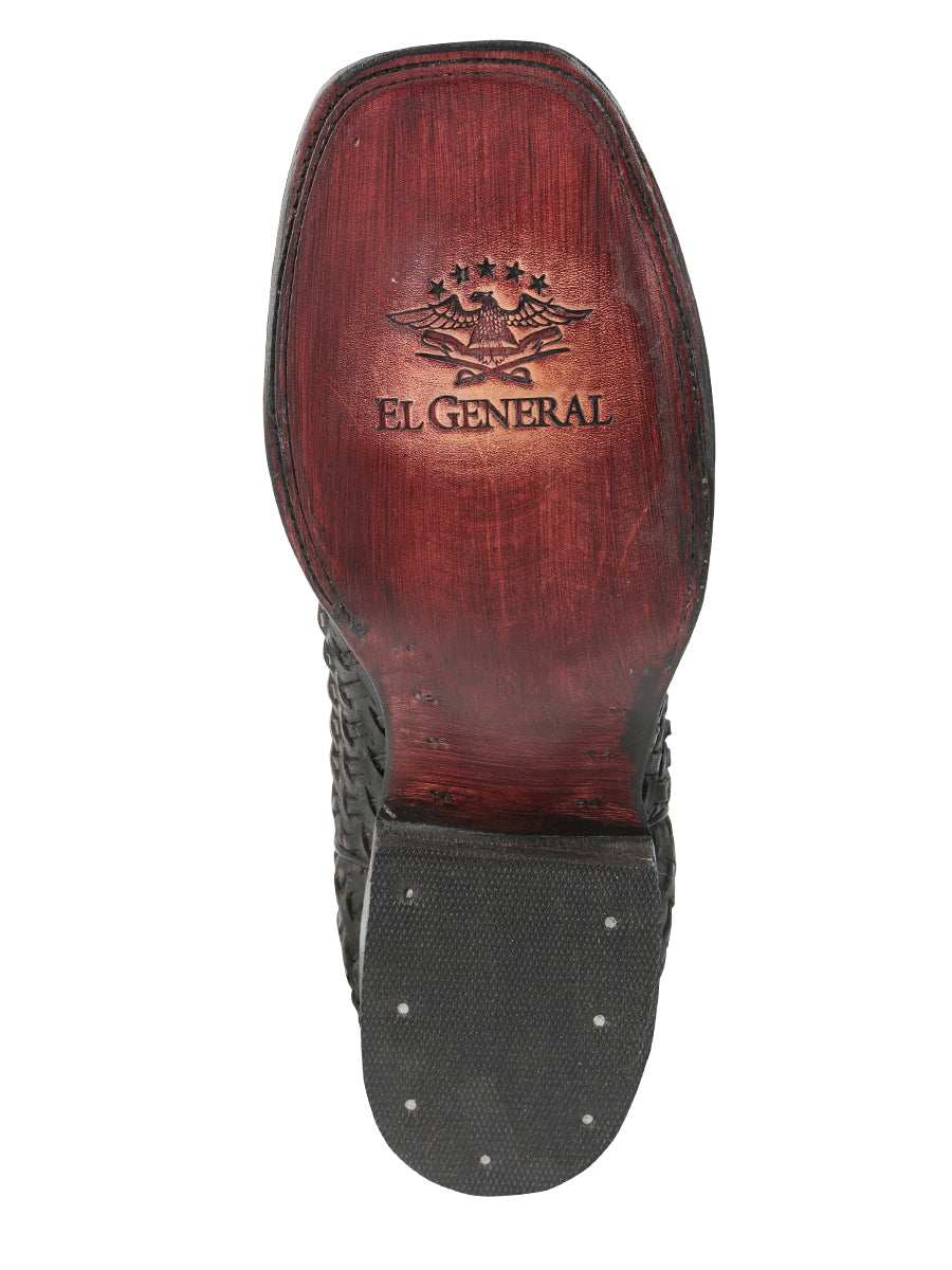 Bota Vaquera Rodeo Hombre El General Piel Bovino Petatillo Negro - Modelo 45400