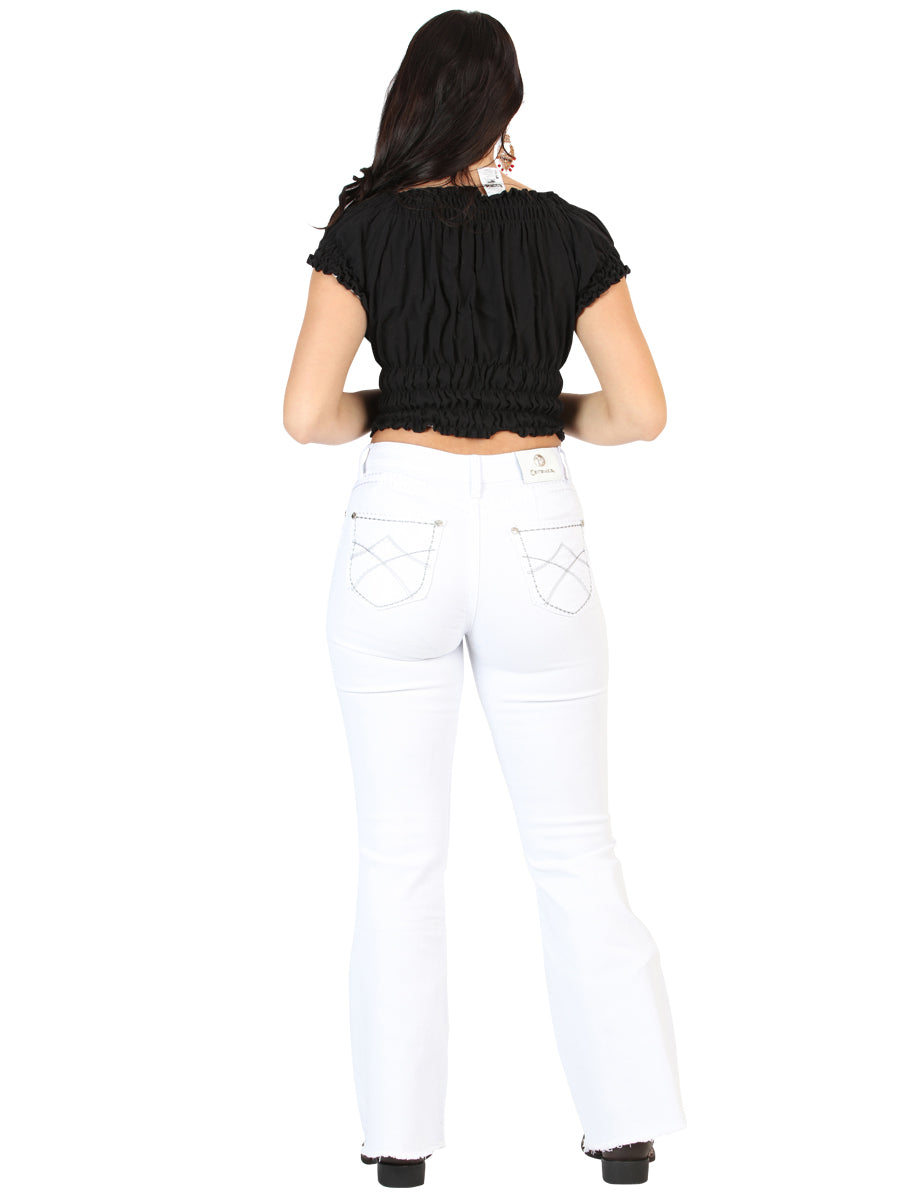 Centenario Dama Blanco Bootcut Mezclilla Pantalón de Mezclilla 45545