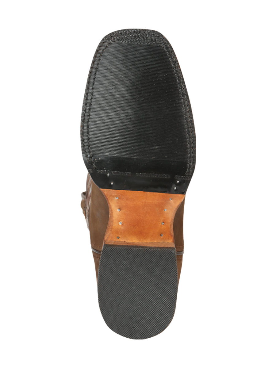 Bota Vaquera Rodeo Hombre El General Piel Nobuck Bovino Camel - Modelo 45568