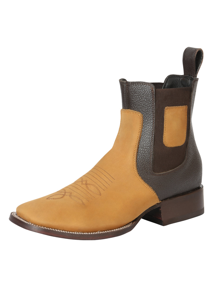 Botín Vaquero El General Piel Nobuk para Hombre - Miel - Modelo 45582