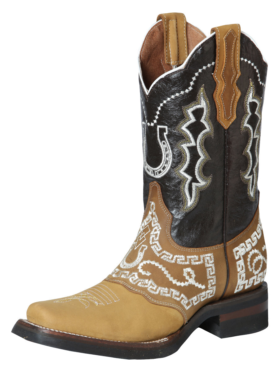 Bota Vaquera Rodeo El General Piel Nobuk para Hombre - Miel - Modelo 51111