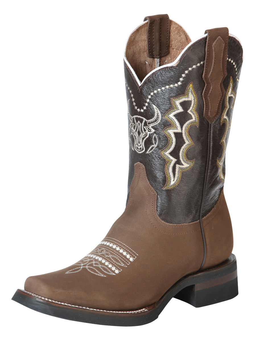Bota Vaquera Rodeo El General Piel Nobuk para Hombre - Modelo 51113
