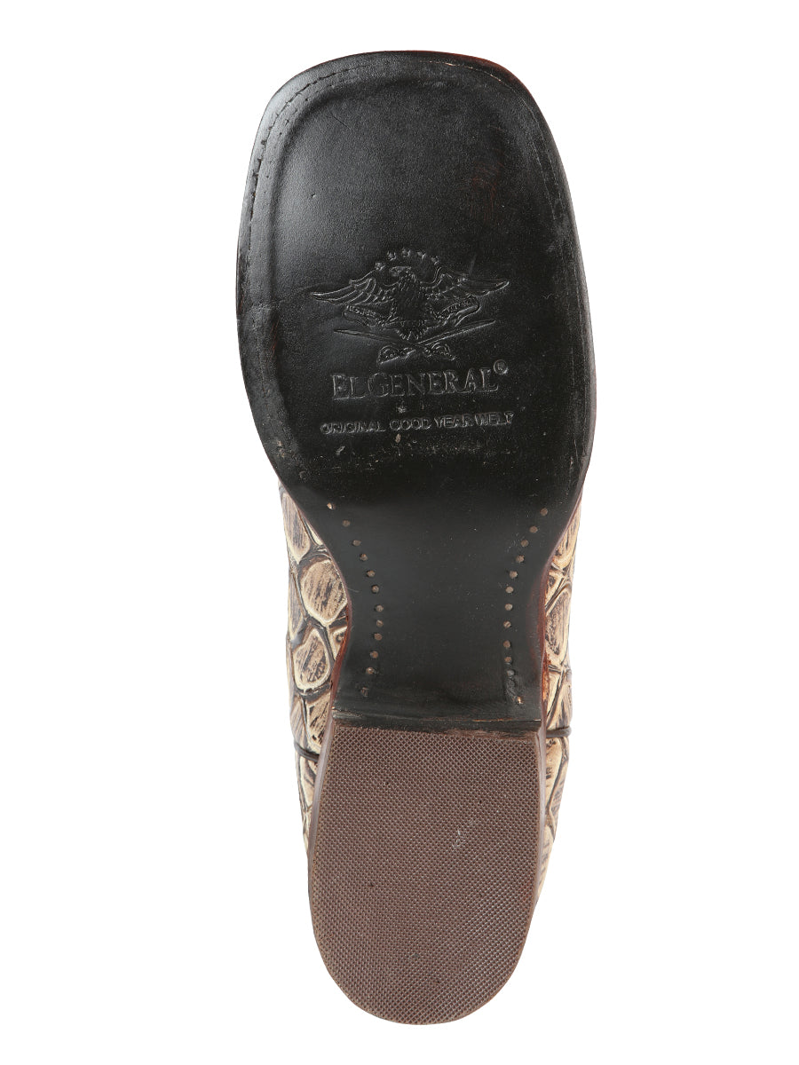 Bota Vaquera Rodeo Hombre El General Piel Bovino Grabado Monster Fish Desierto - Modelo 51244
