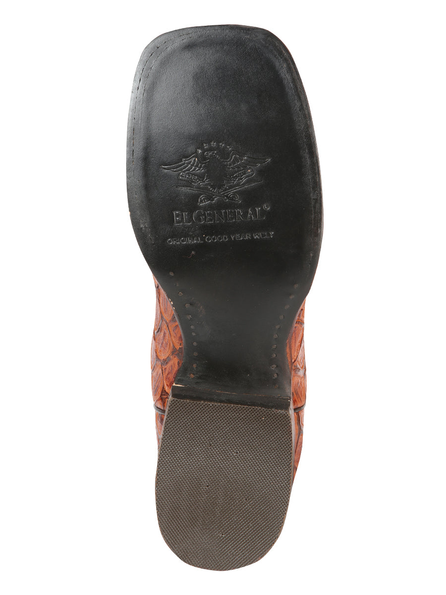 Bota Vaquera de Hombre El General Cab-imit-3-3 Rodeo en Piel Bovino Color Vino 51245