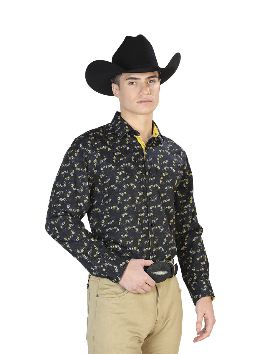 Camisa Manga Larga Azul Casual Manga Larga