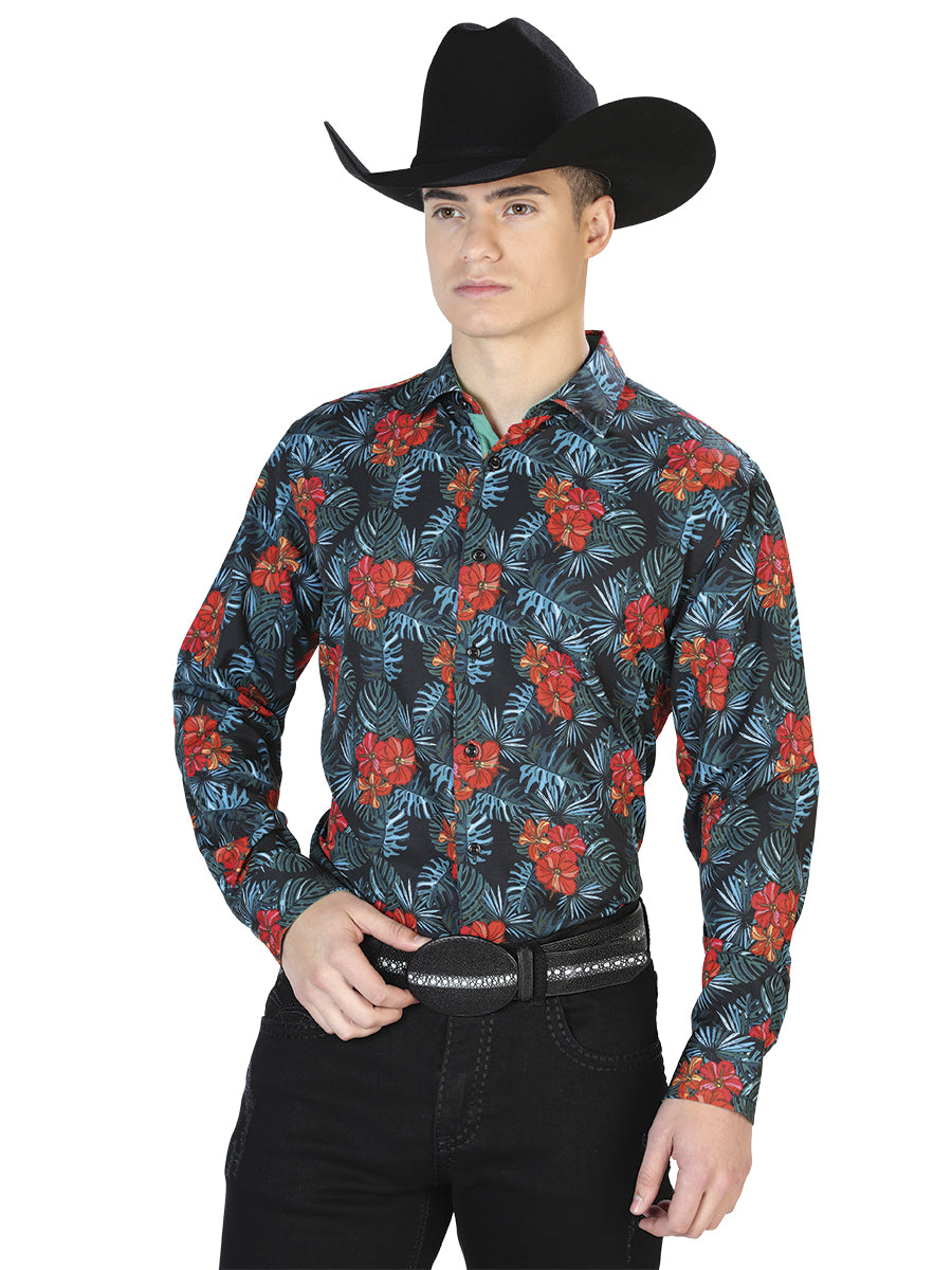 Camisa Manga Larga Negro Casual Manga Larga