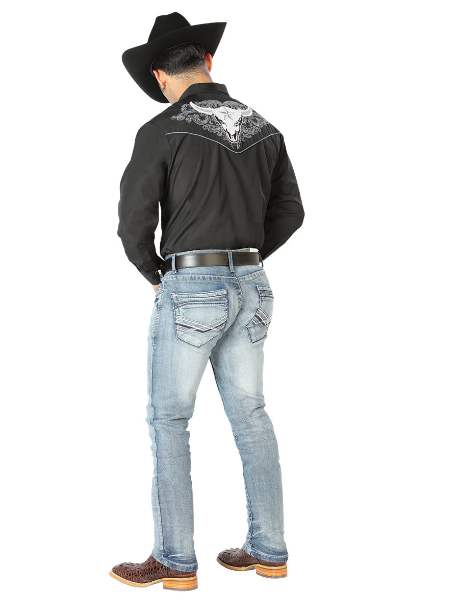 el Señor de los Cielos Bordado Camisa Negro/blanco 126676