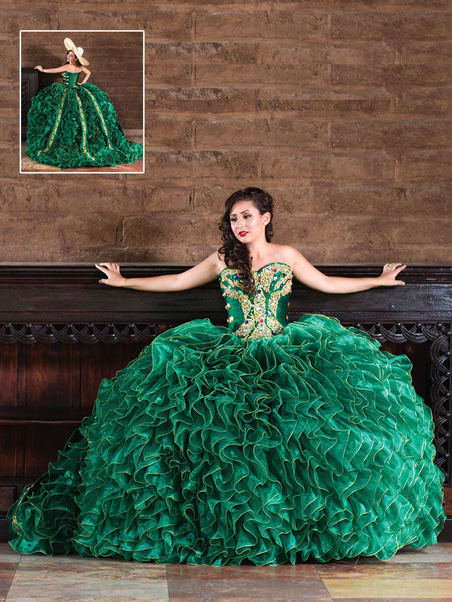 Vestido De QuinceañEra Joanini Ch 05 % Verde/Dorado