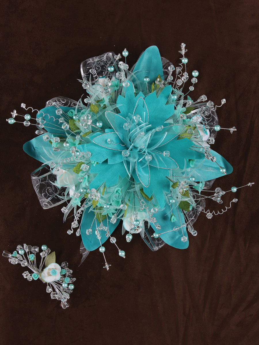 Ramos QuinceañEras Mis Xv Primaveras Flor Grande Acrylic/Satin Aqua