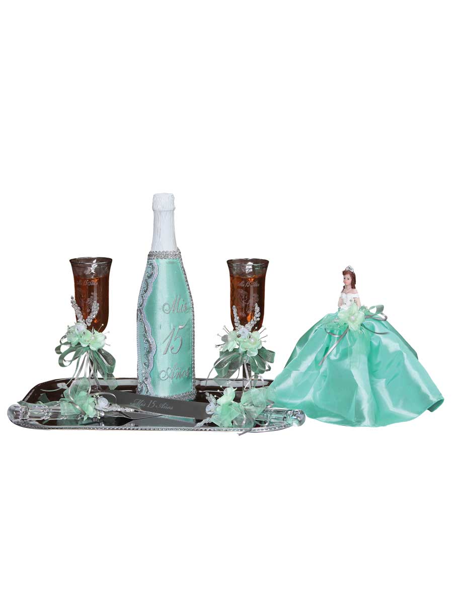 Set De Brindis Mis Xv Primaveras Flores Varios Menta