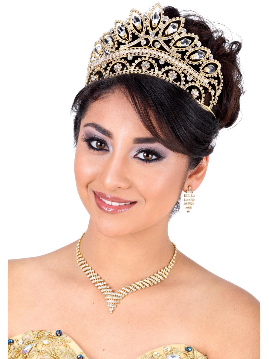 Coronas De Quinceanera Misxvprimameras C. Cristal Oro
