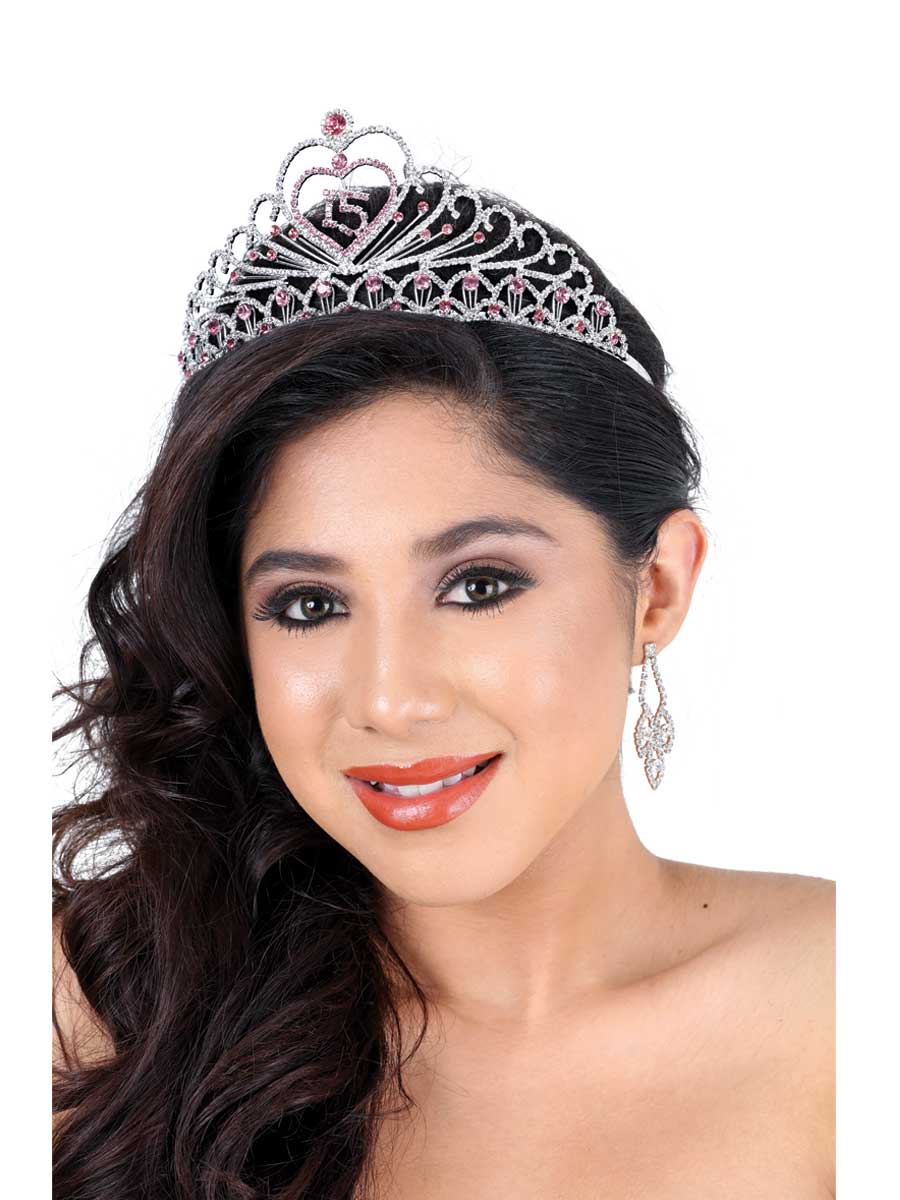 Coronas De Quinceanera Misxvprimameras C. AcríLico Plata/Rosa Claro