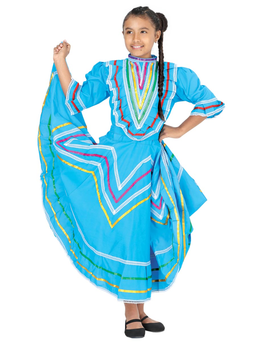 Vestido Folklorico Misxvprimameras Tela Azul