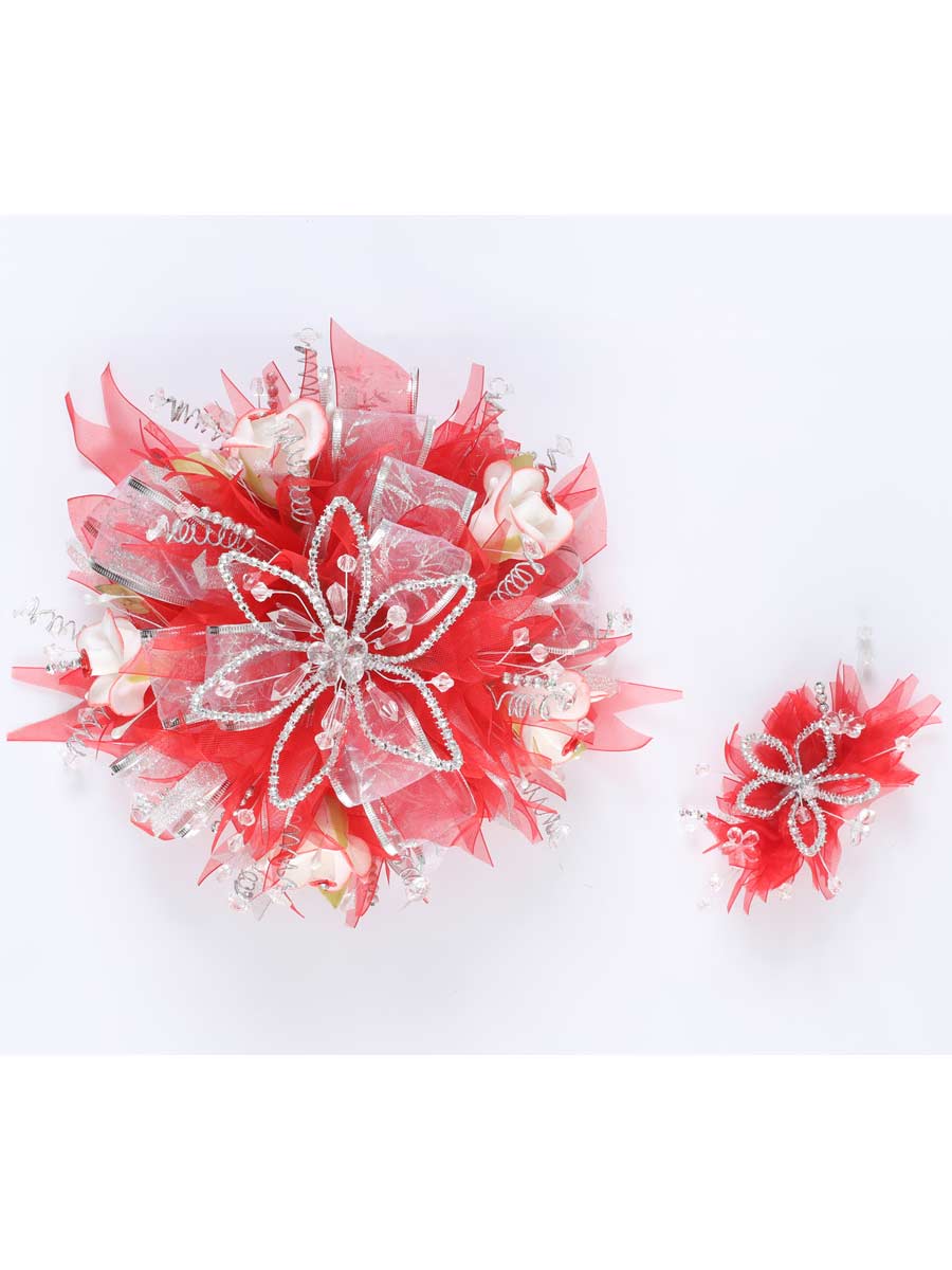 Ramos QuinceañEras Mis Xv Primaveras Cristal/Satin Rojo/Plata