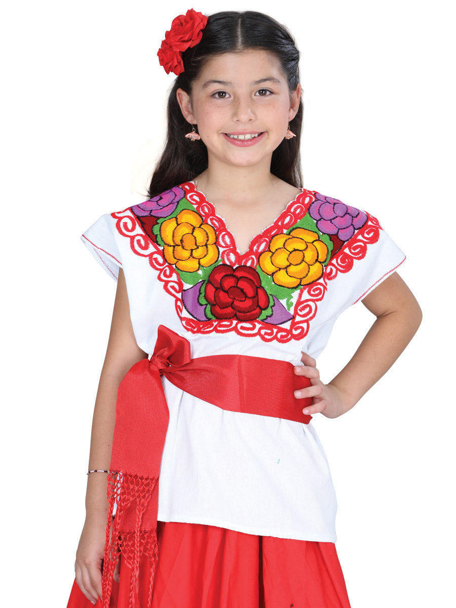 Blusa de Mujer Mis XV Primaveras Bordada/o Bordada Artesanal en 100% Algodón Color Blanco 601280
