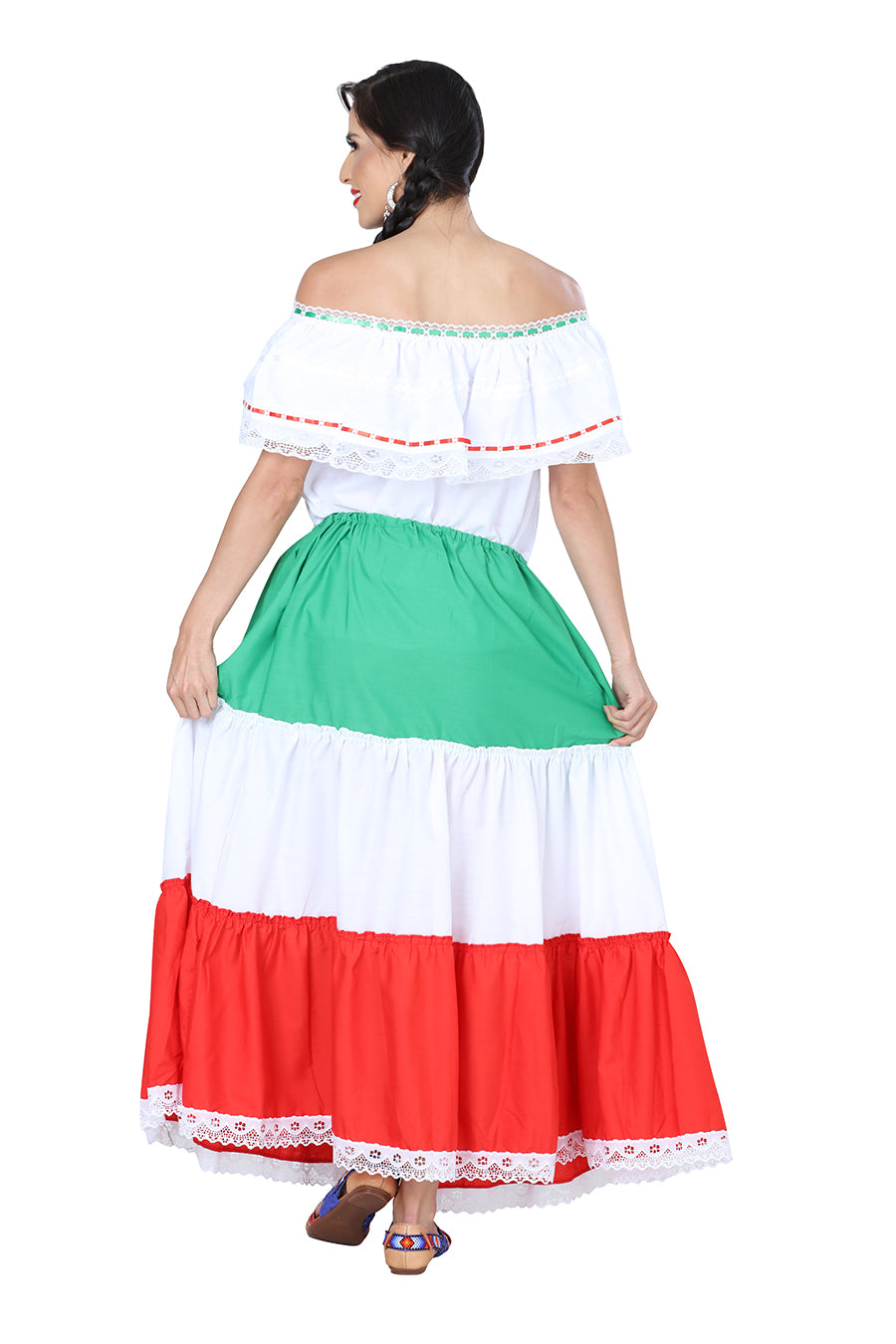 Falda Mexico Artesanal Tricolor Olan % Tricolor