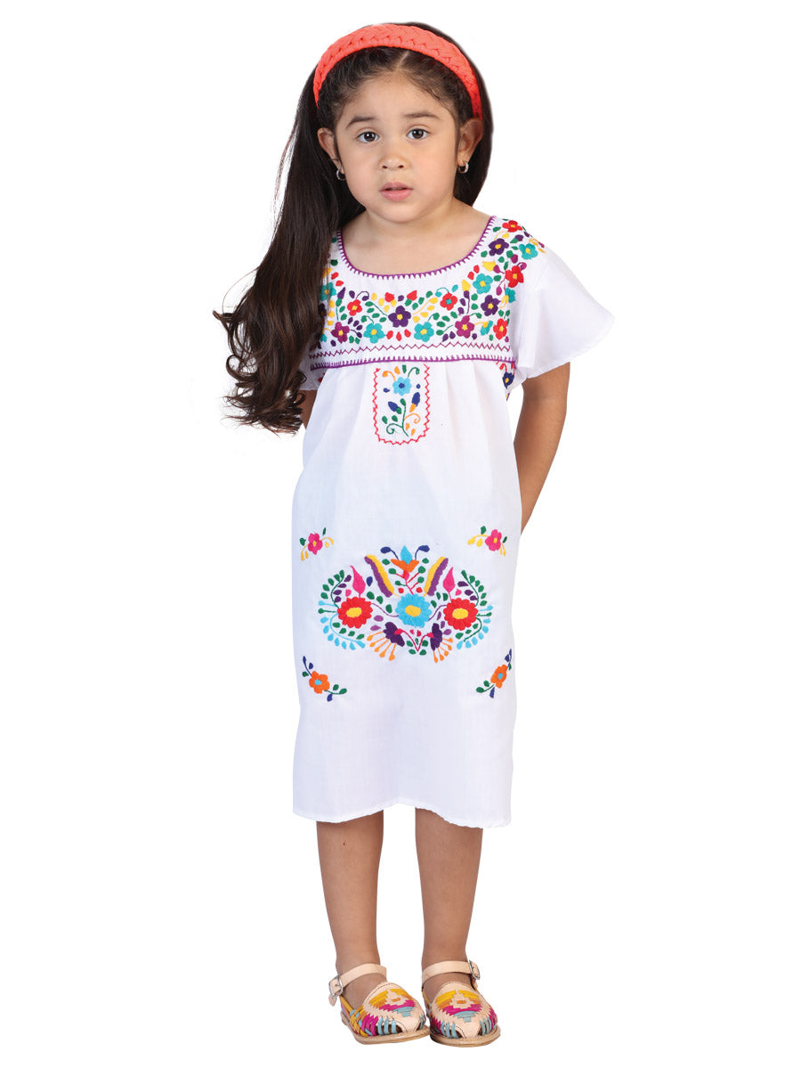 Artesanal Bordado Vestido 50% , 50% Blanco