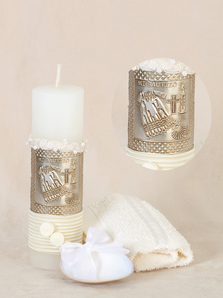 Juego De Velas Set De Vela Bautizo Mis Xv Primaveras Francesca Varios Marfil