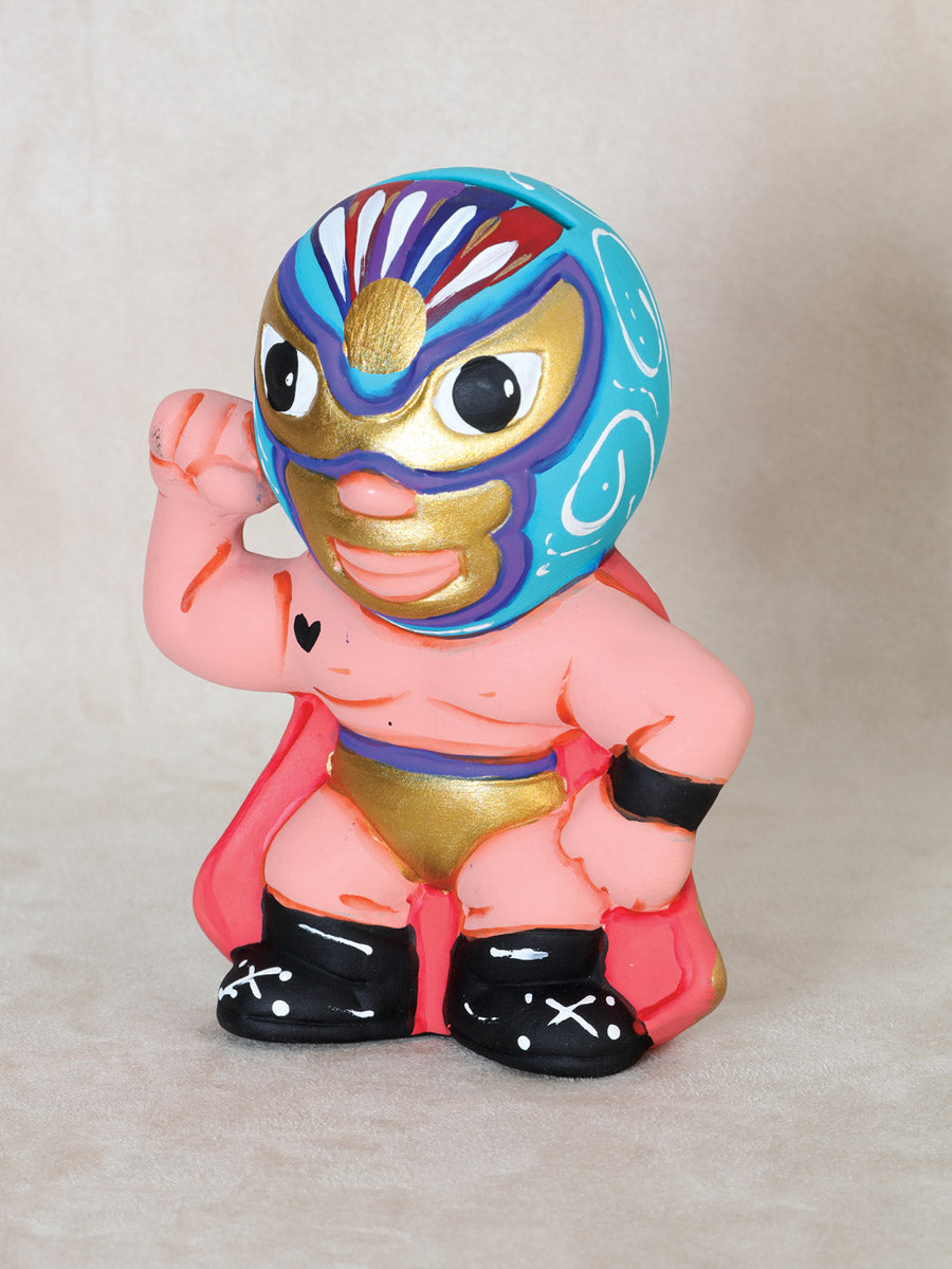 Adorno De Hogar Mexico Artesanal Luchador/Capa Ceramica Multi