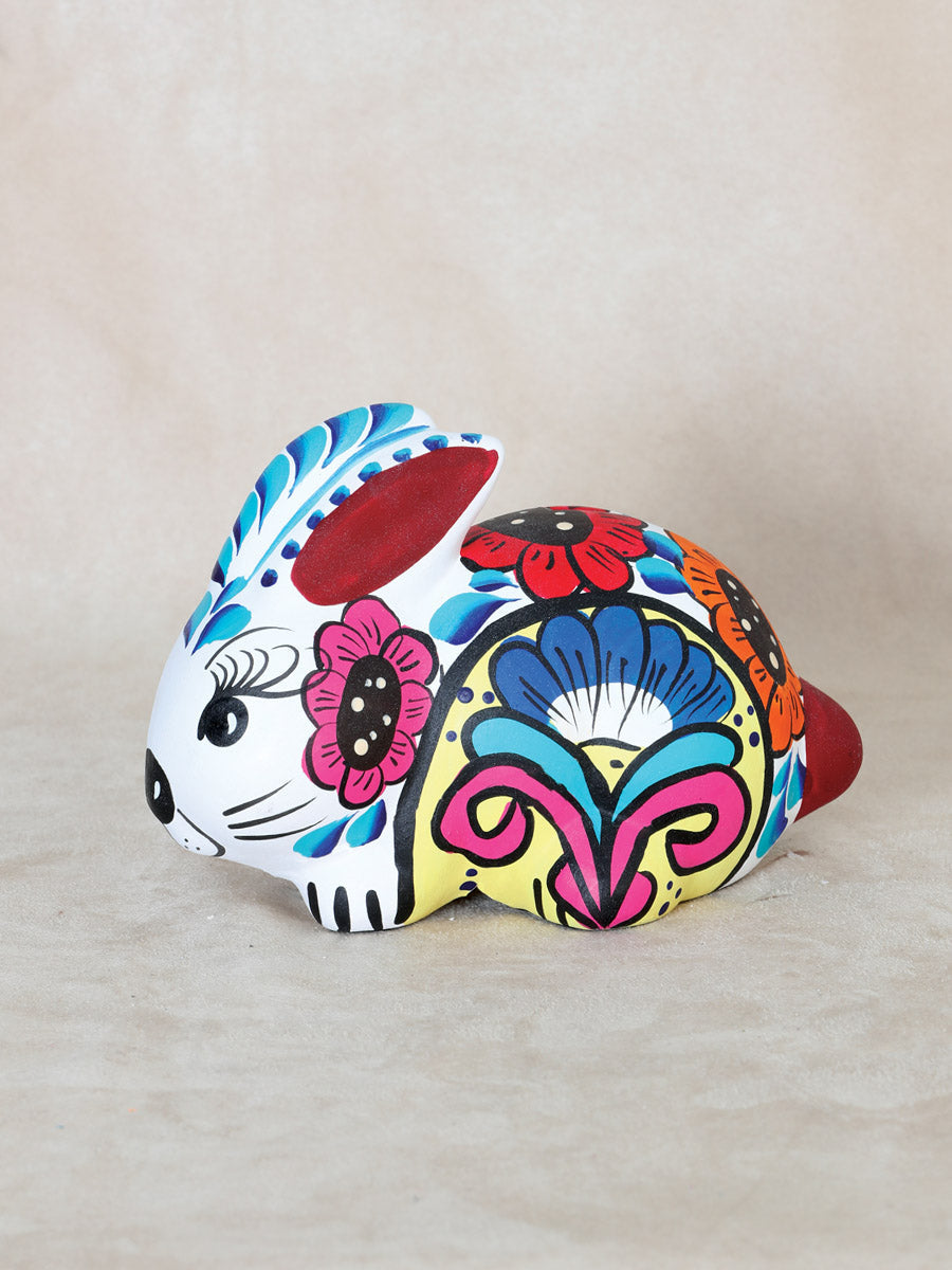 Accesorio Alcancia Mexico Artesanal Conejo Ceramica Multicolor