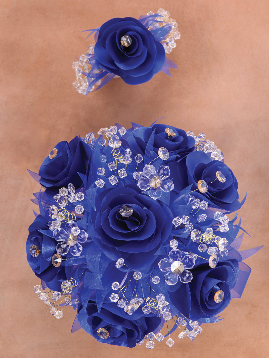 Ramo para XV Años Mis XV Primaveras en Acrílico Satinado Color Azul Rey/Oro 602397