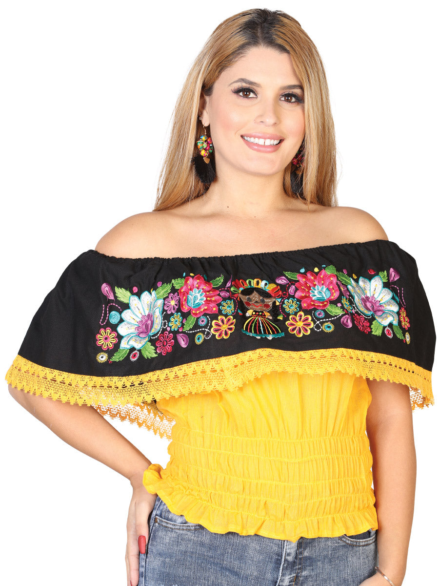 Blusa Juvenil Mexico Artesanal Animada % Negro