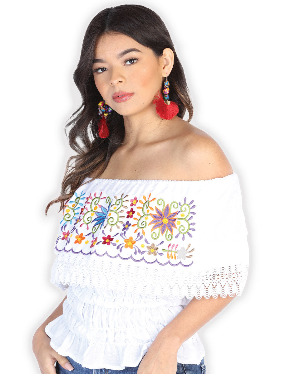 Artesanal Bordado Blusa % Blanco