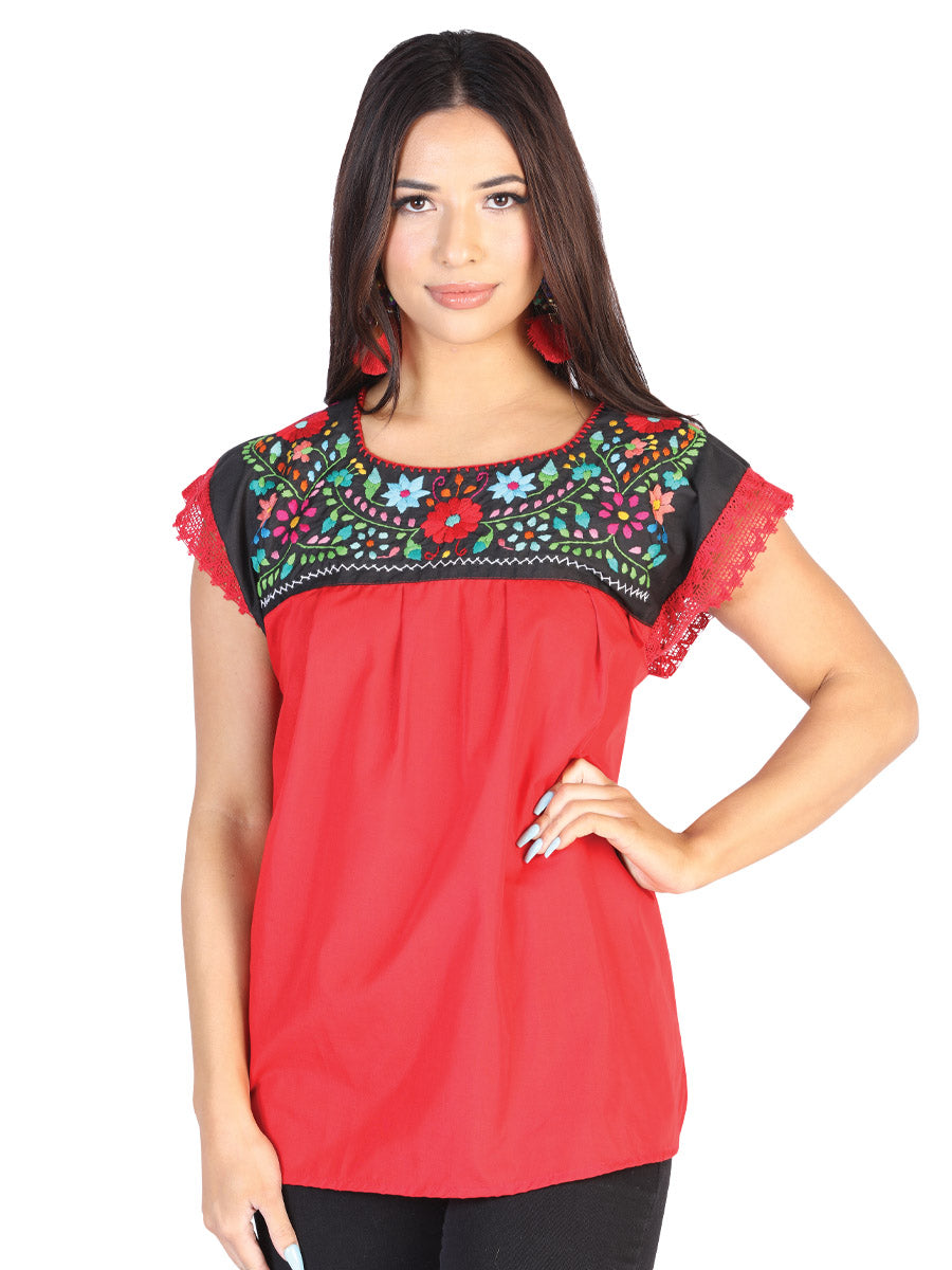 Blusa Juvenil Mexico Artesanal Eden 50% Algodón 50% Poliéster Rojo 602463