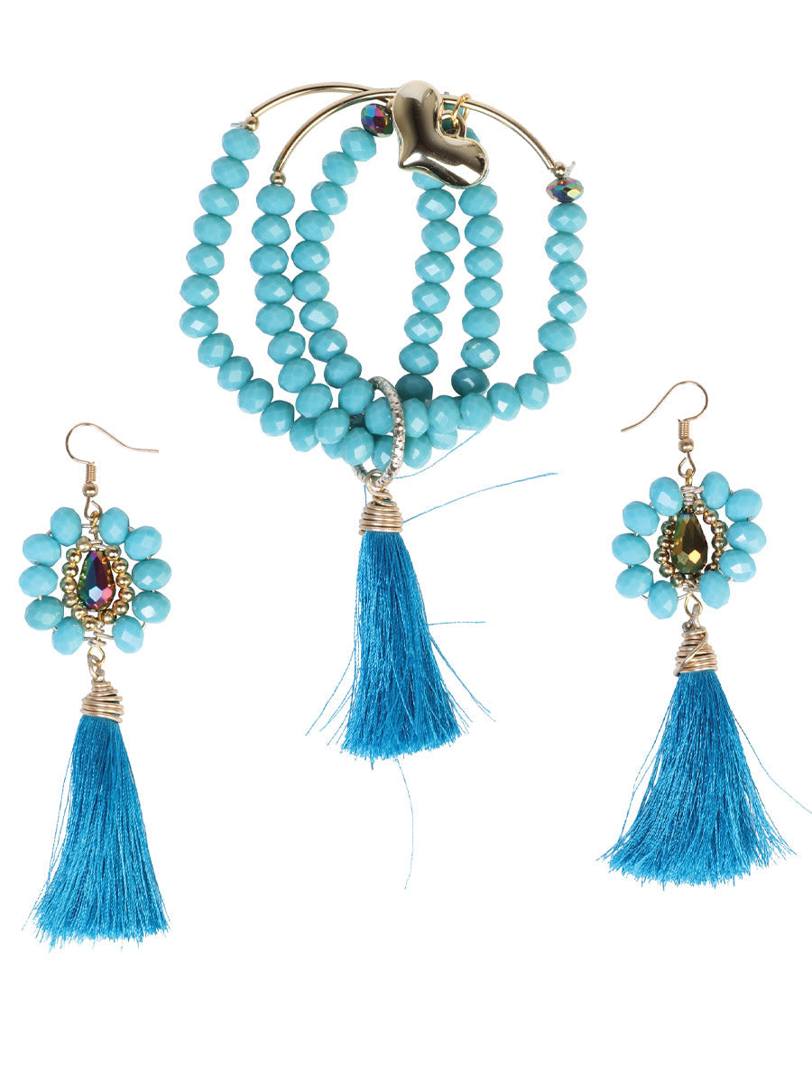 Juego De Velas Semanario Mexico Artesanal Semanario/Aretes Palma Azul