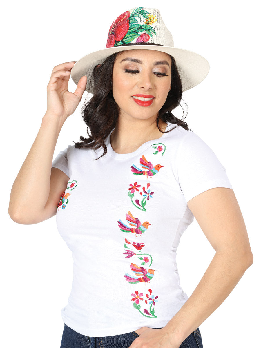 Playera de Mujer México Artesanal LCX10 Bordada Artesanal Color Blanco 602759