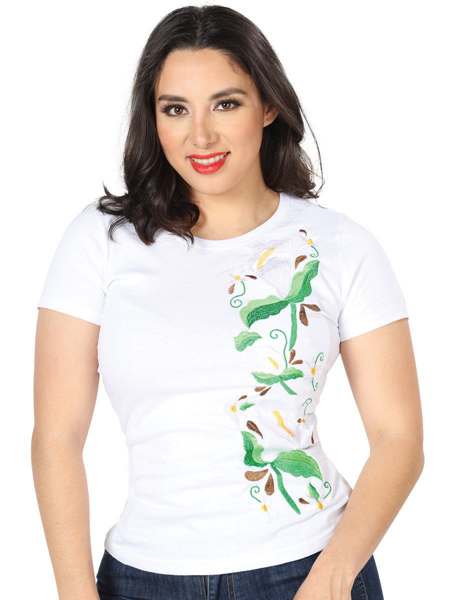 Playera de Mujer México Artesanal LRM13 Bordada Artesanal Color Blanco 602767