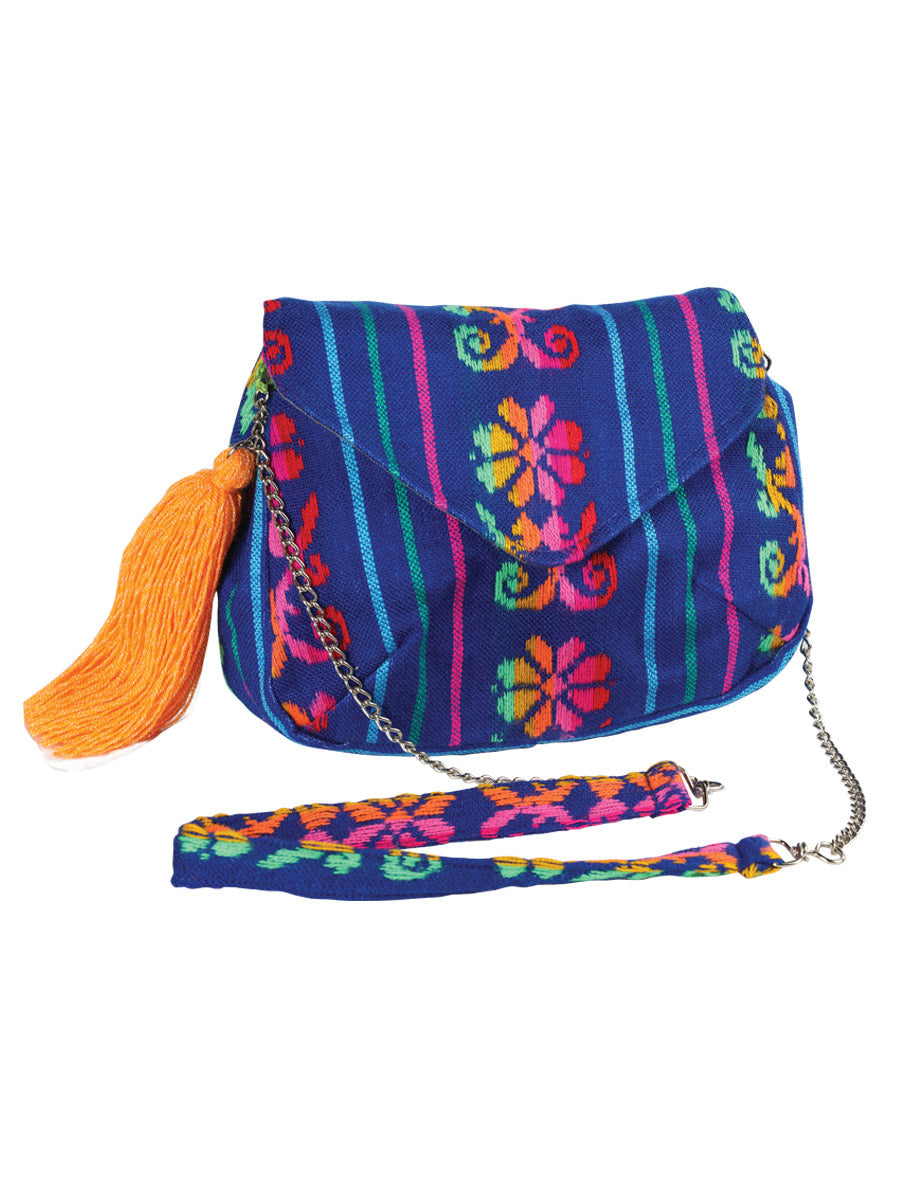 Bolso Bandolera Mexico Artesanal Sk B004 % Azul Real