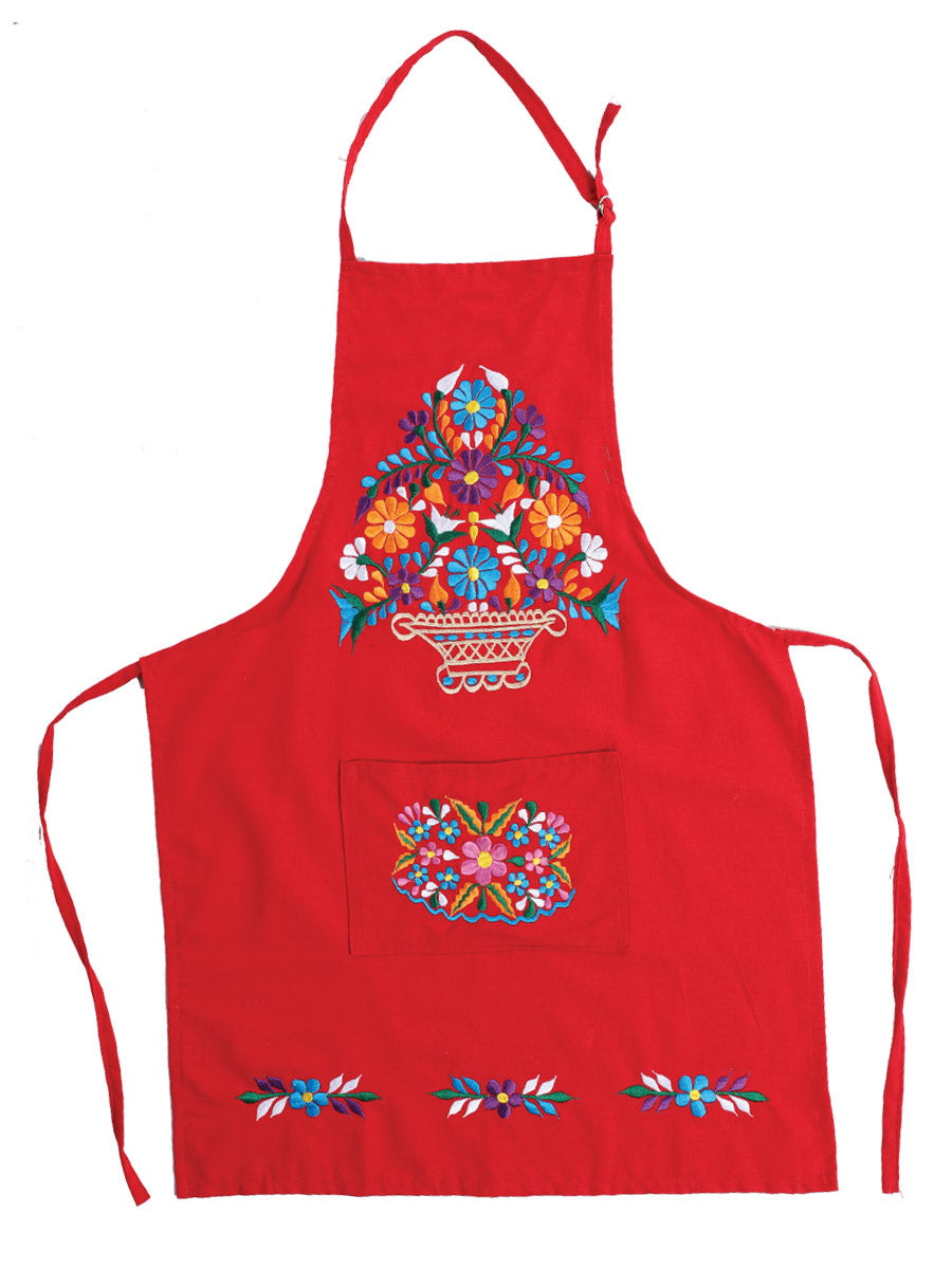 Mexicano Artesanal Bordado Apron 100% Algodón Rojo México Artesanal Bordada Artesanal en 100% Algodón Color Rojo 603157