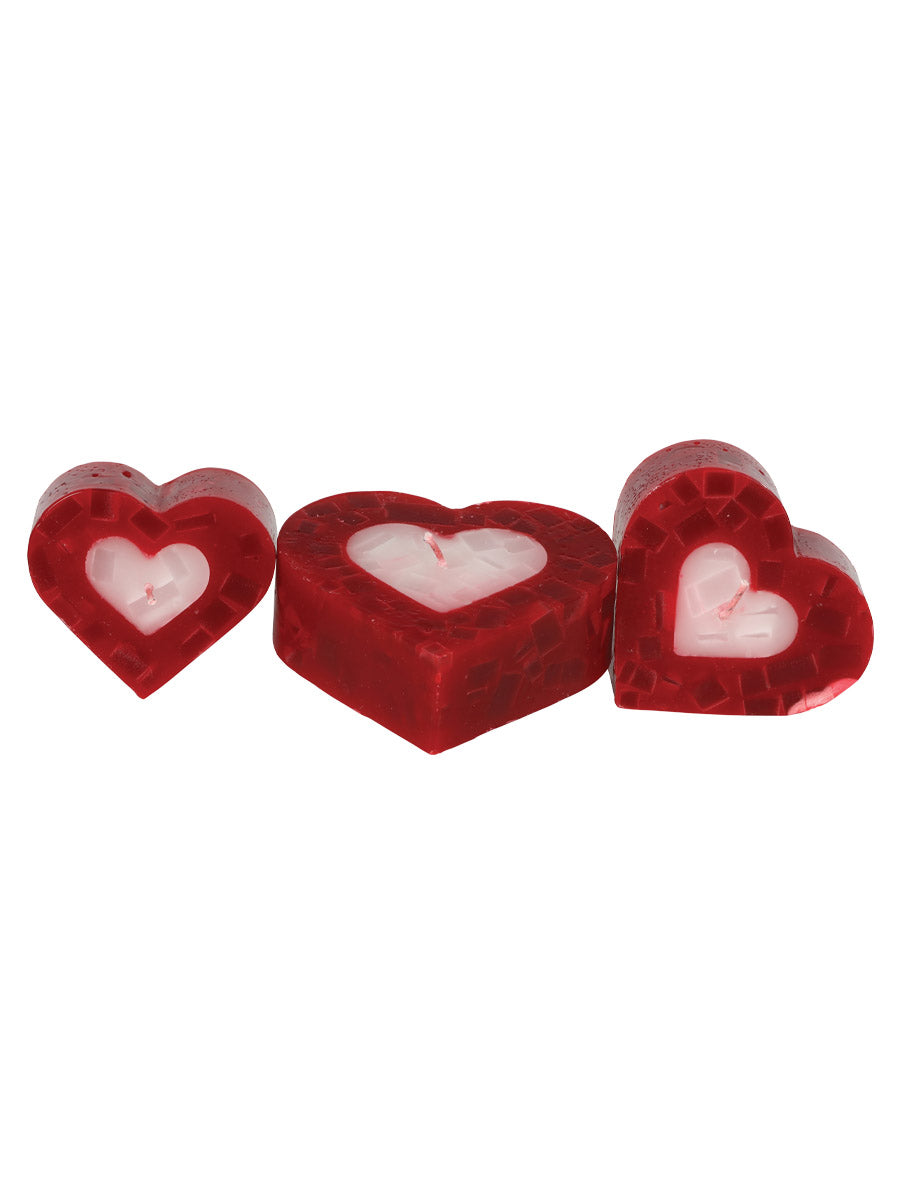 Set De Velas Mexico Artesanal CorazóN Centro Parafina/Polimero Rojo/Blanco