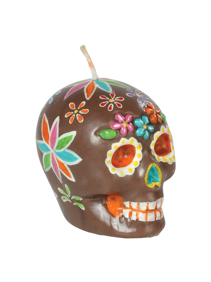 Vela Mexico Artesanal Calavera CláSica Parafina/Polimero Cafe/Multicolor
