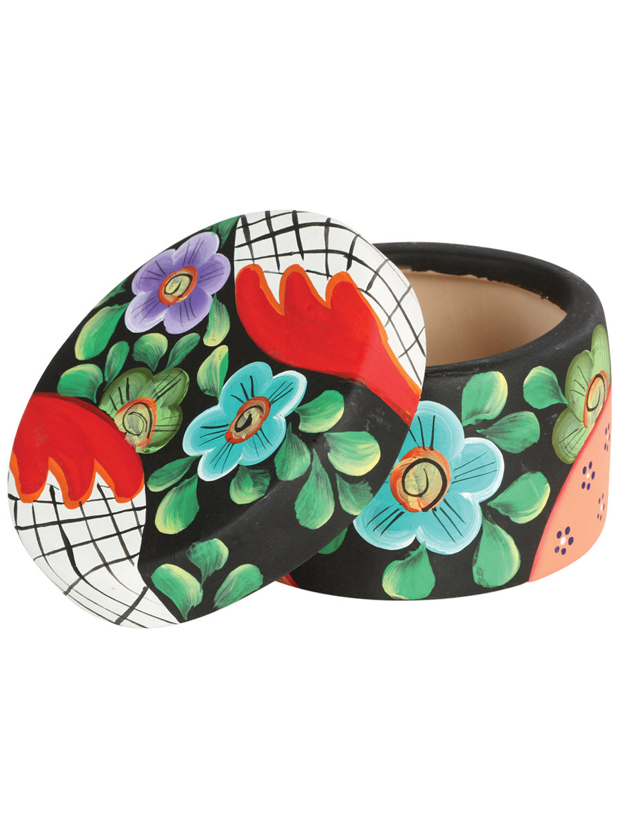 Articulo Hogar Mexico Artesanal Alhajero Grande Tropical Ceramica Multicolor