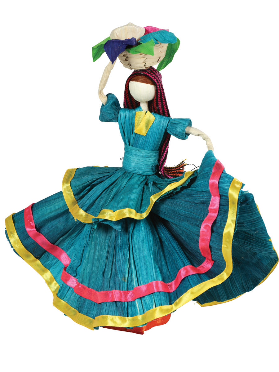 Adorno De Hogar Mexico Artesanal Mvhm Hoja De Maiz Azul
