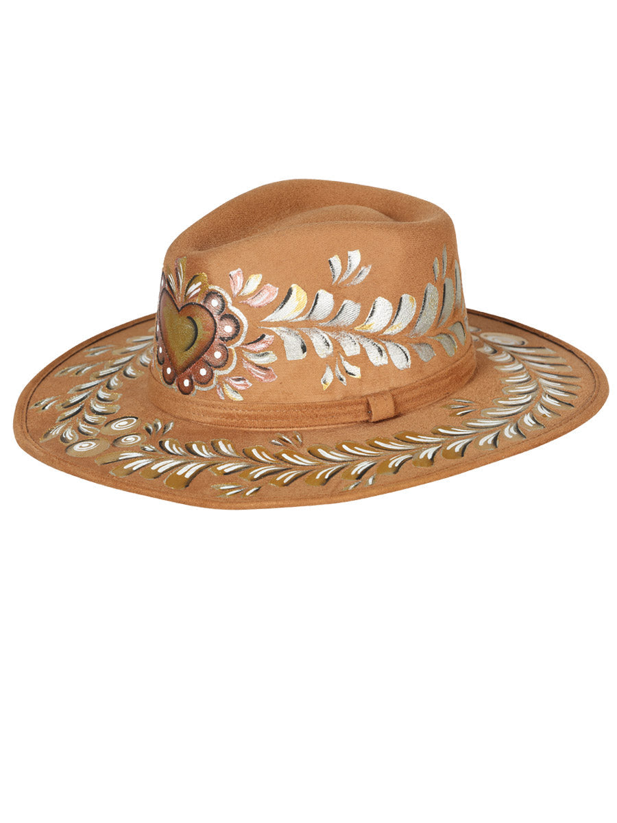 Sombrero Gamuza Sombrero Artesanal Mexico Artesanal Corazon Dorado Camel