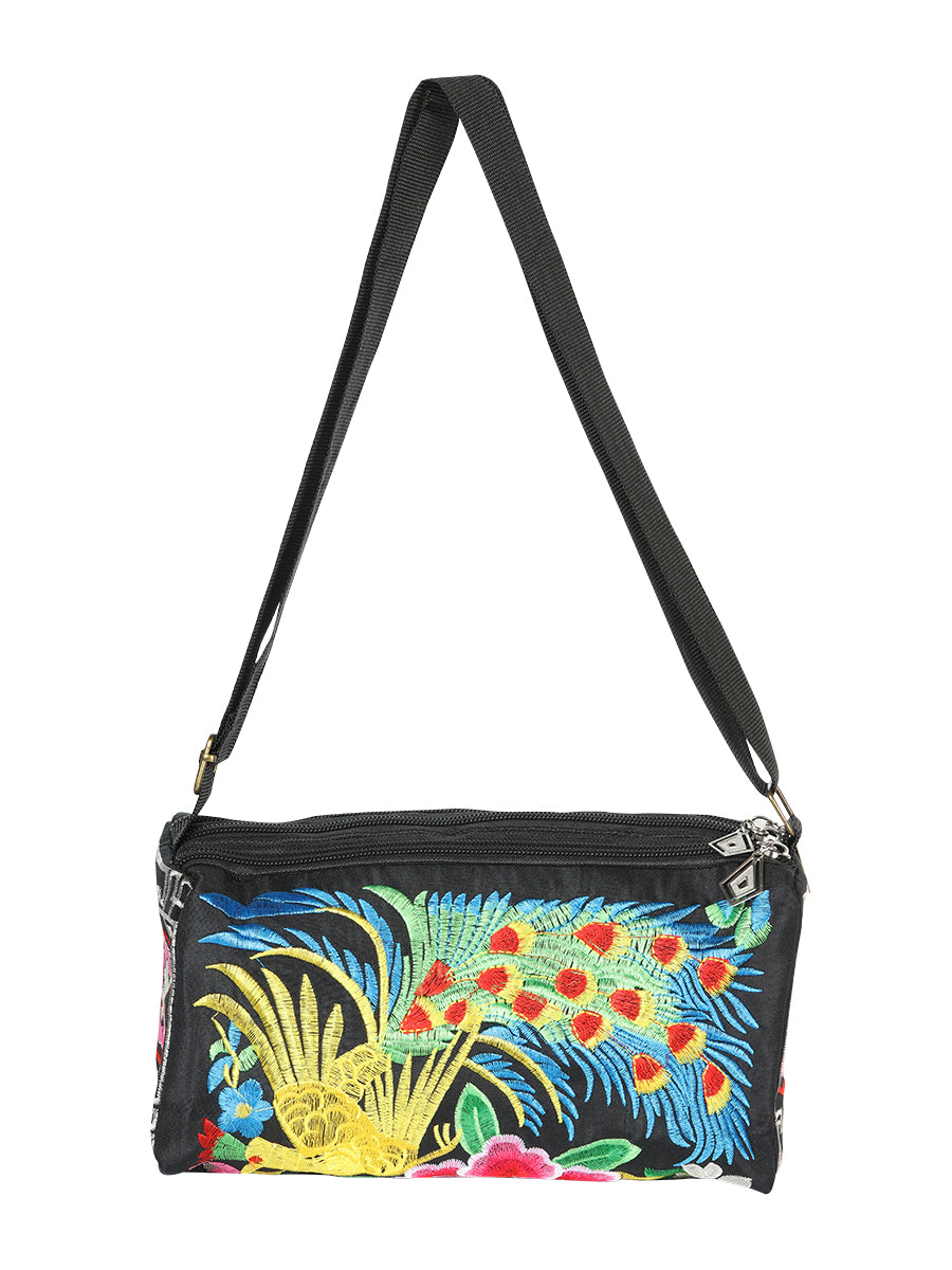 Bolsa de Mujer El General AC-311 Bordada en Tela Color Negro/Multicolor 702189