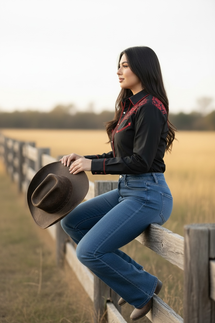 Camisa Vaquera Bordada Dama