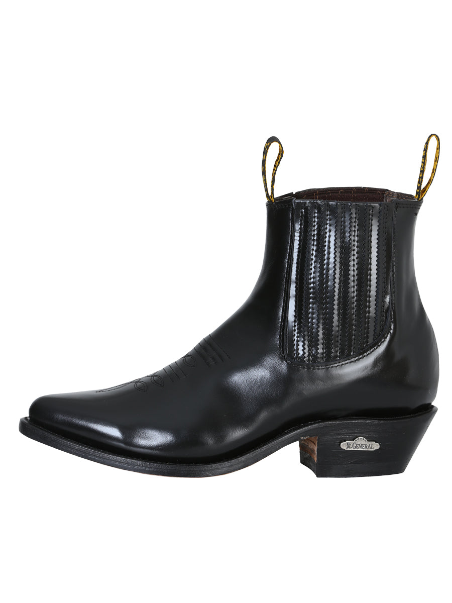 Bota Vaquera de Hombre El General Tobillo en Piel Color Negro 181