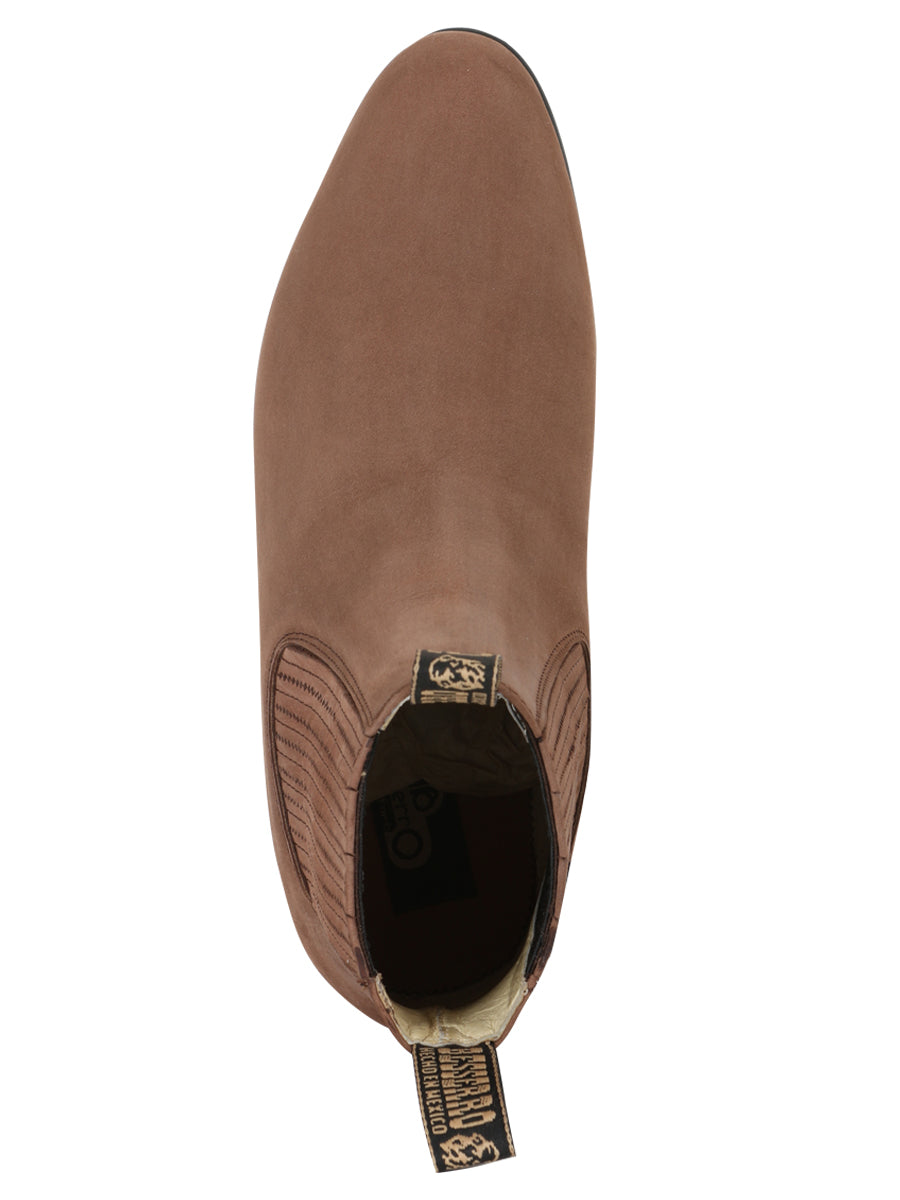 Botín Vaquero de Hombre El Besserro Charro en Piel Bovino Nobuck Color Camel 204