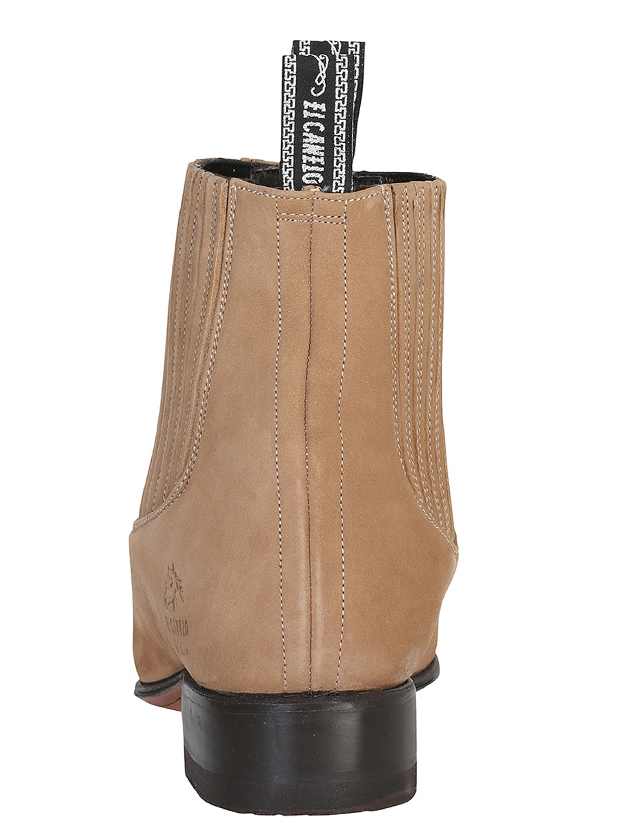 Botín Vaquero de Hombre El General Charro en Piel Bovino Nobuck Color Beige 230