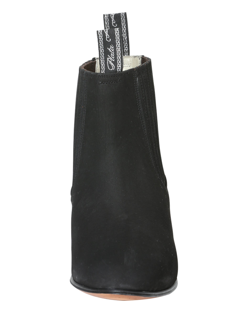 Botín Vaquero de Hombre El General Charro en Piel Bovino Nobuck Color Negro 3663