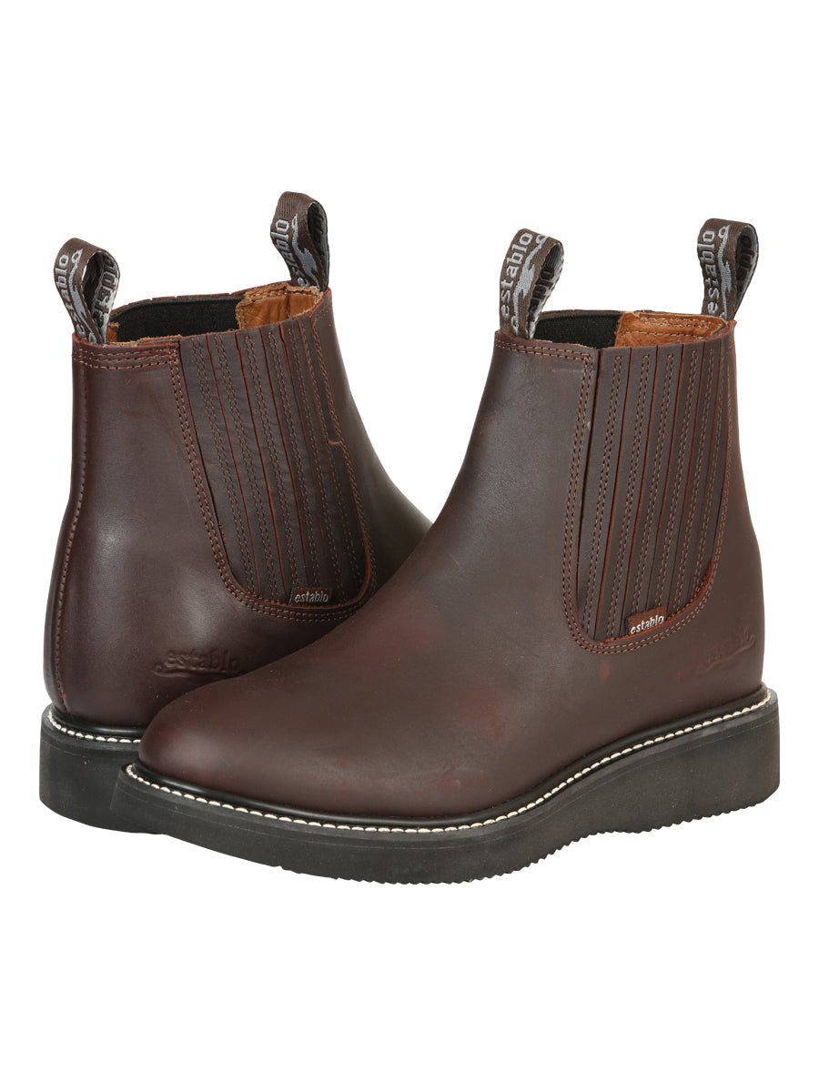 Botín Vaquero Establo Piel Vacuna para Hombre - Vino - Modelo 24963
