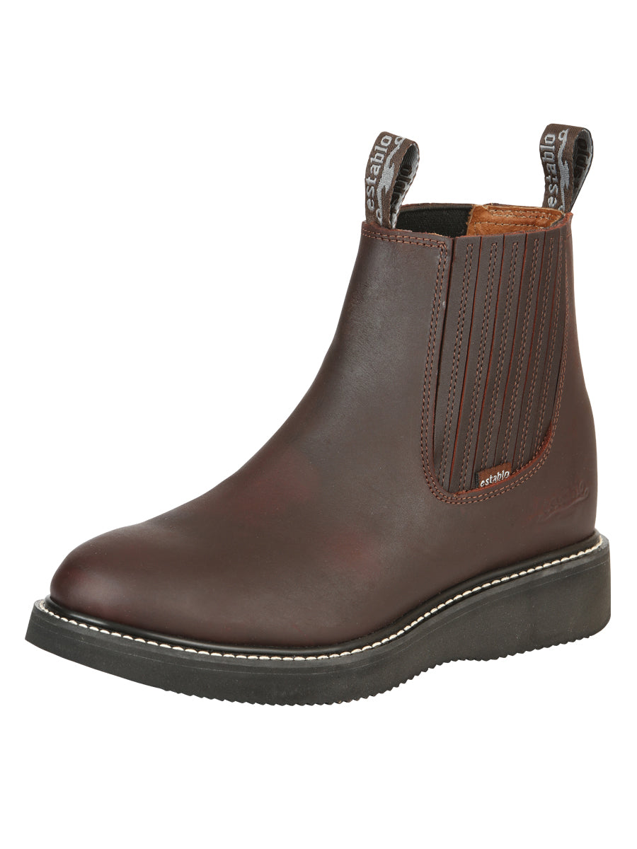 Botín Vaquero Establo Piel Vacuna para Hombre - Vino - Modelo 24963