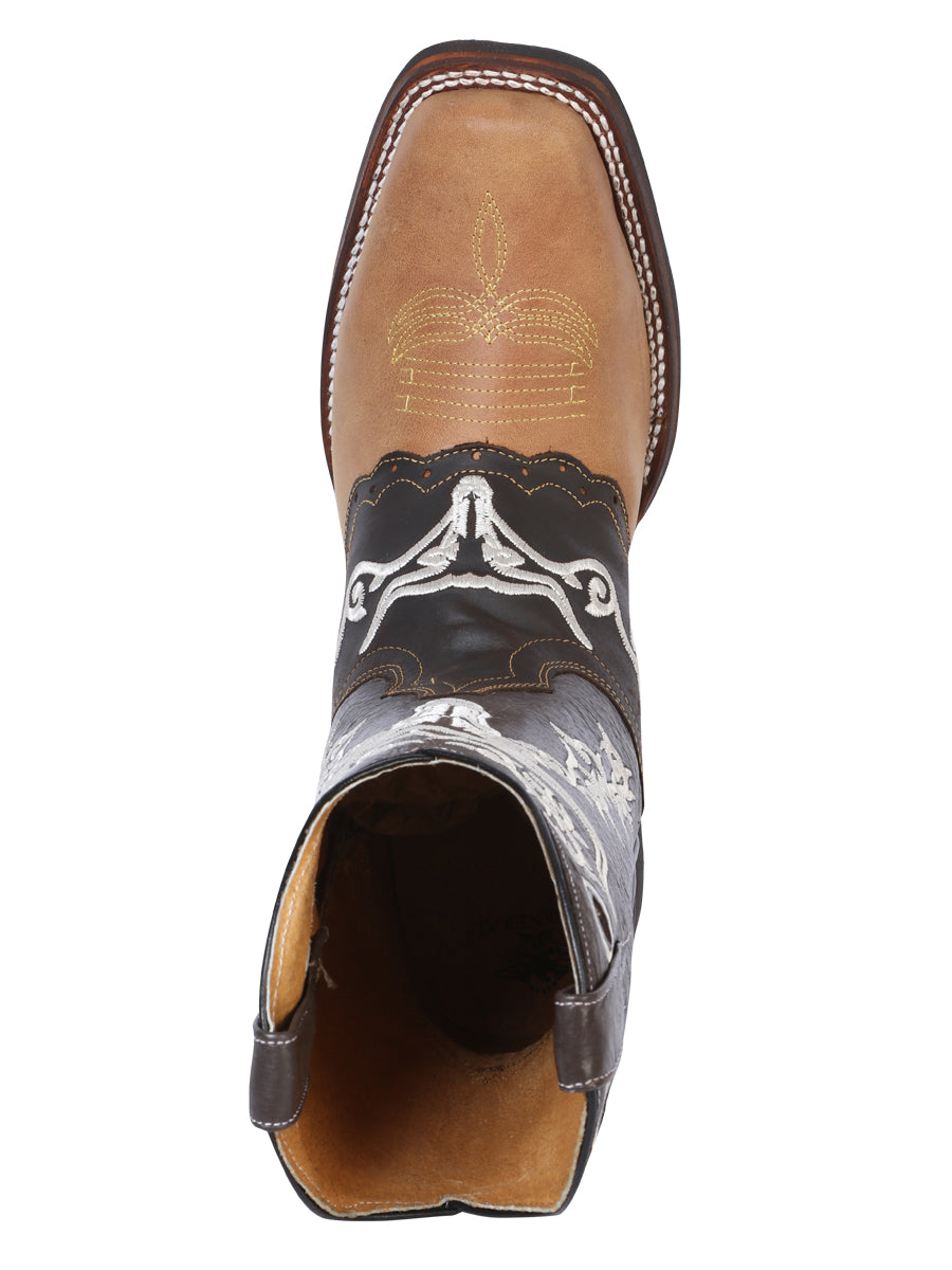 Bota Vaquera de Hombre El General Rodeo en Piel Crazy Color Miel/Café 33316